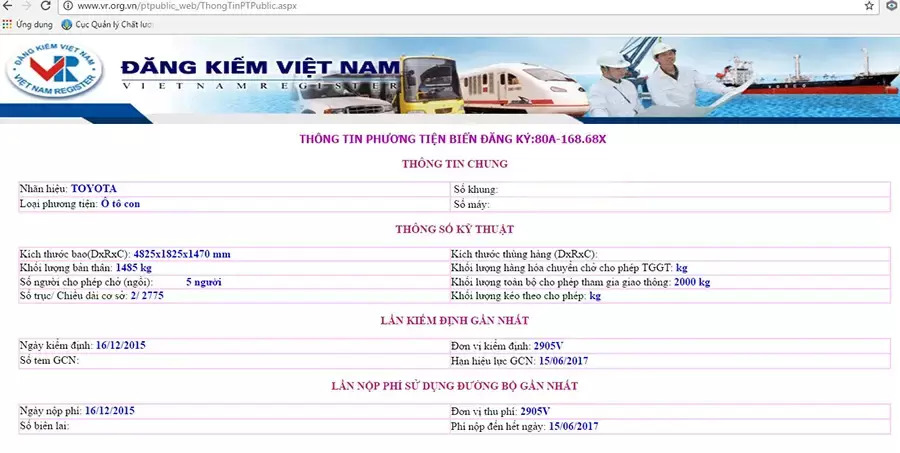 Kết quả tra cứu biển số xe ô tô